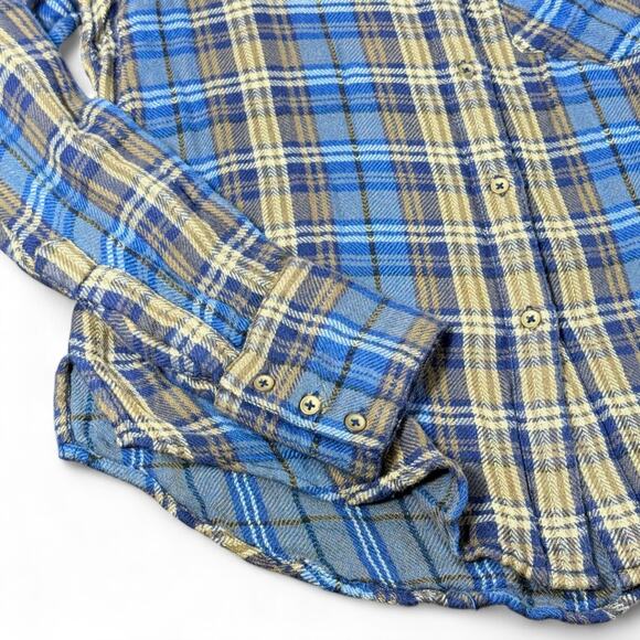 Free People Joplin Plaid Flannel Button Up Shirt Womens S Rayon Boho Grunge Blue - Picture 3 of 10